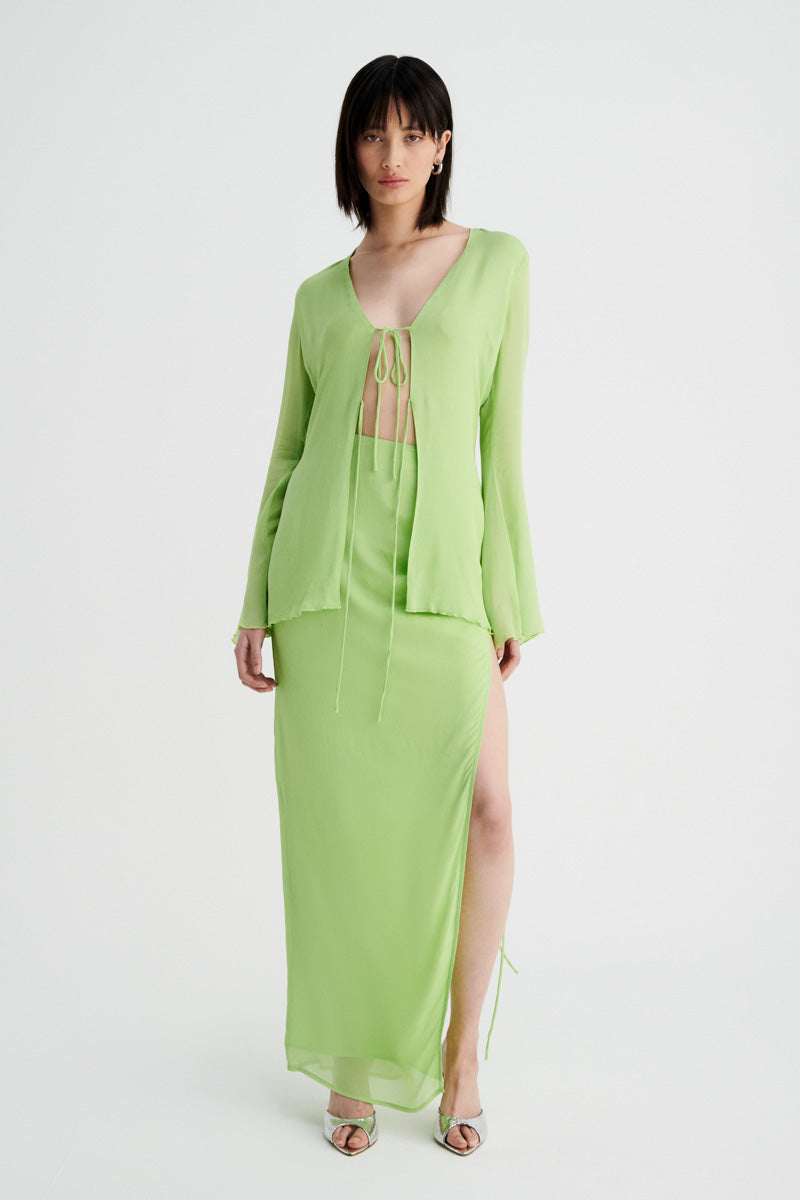 Tanya Rouched Skirt - Celery