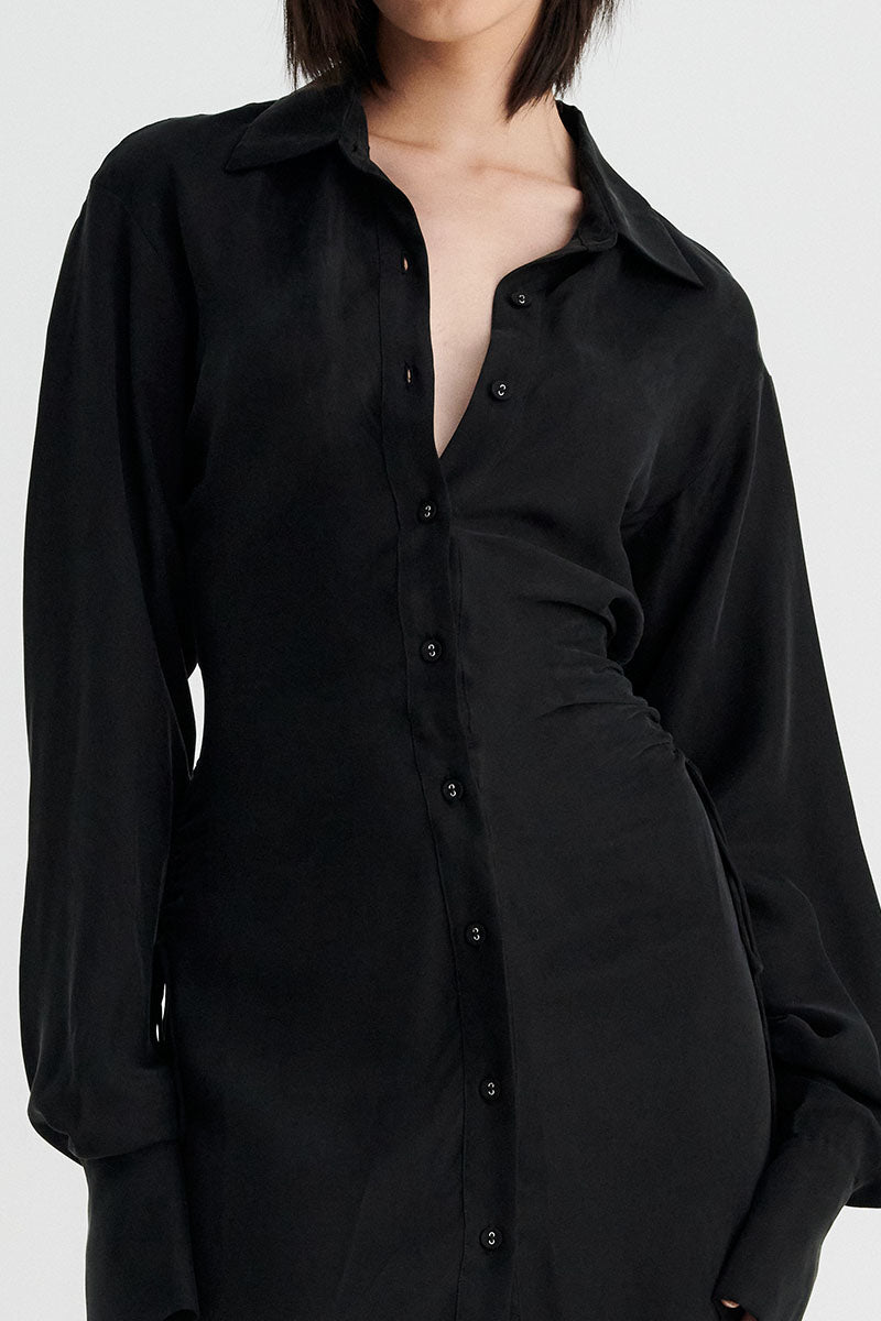 Halley Maxi Shirt Dress - Black