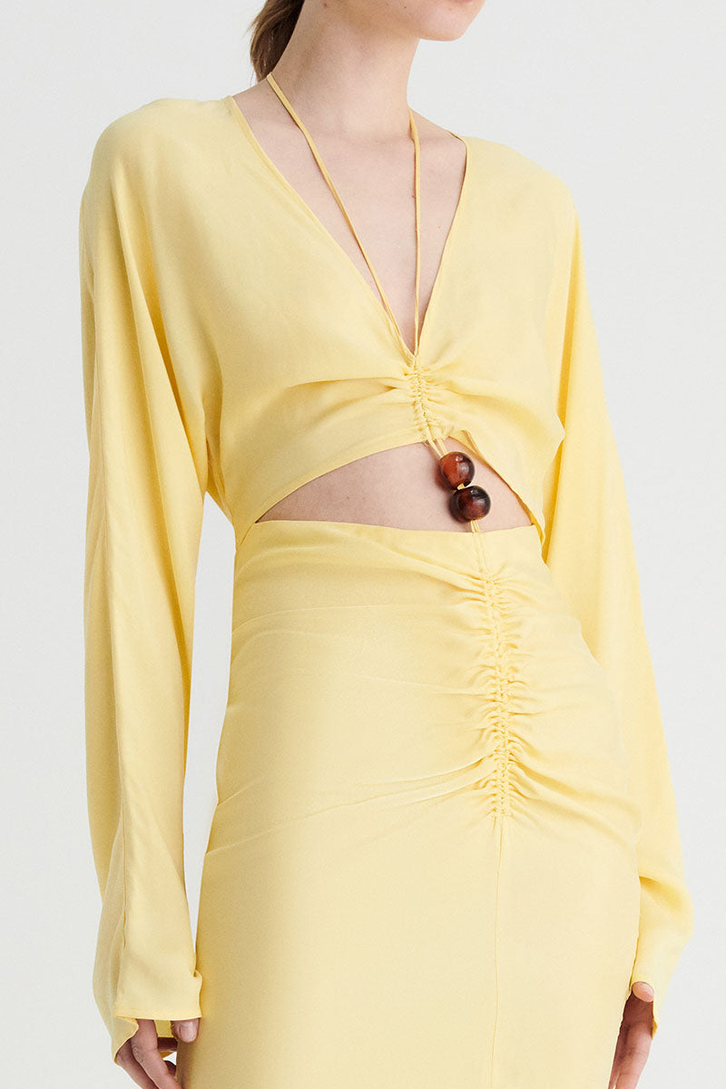 Halley Rushed Maxi Dress - Butter