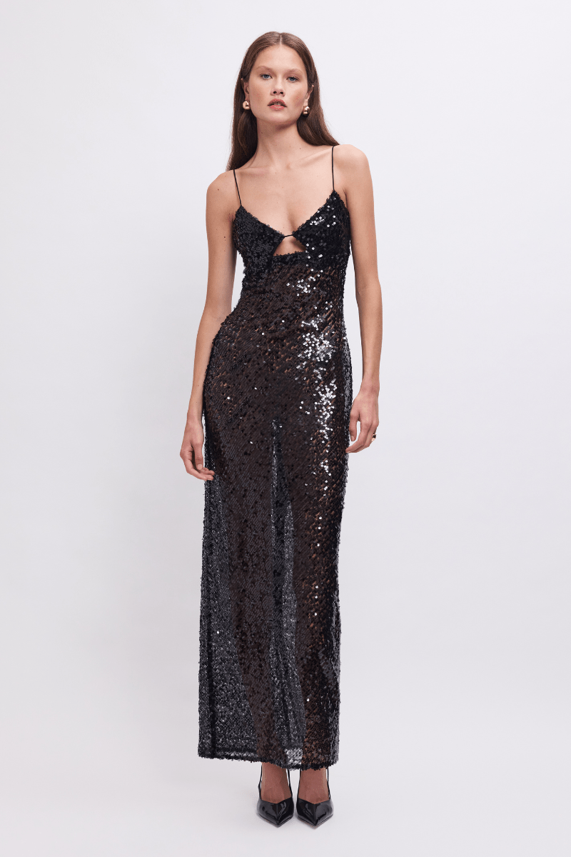 Allure Sheer Sequin Maxi Dress – Black – SUBOO AU