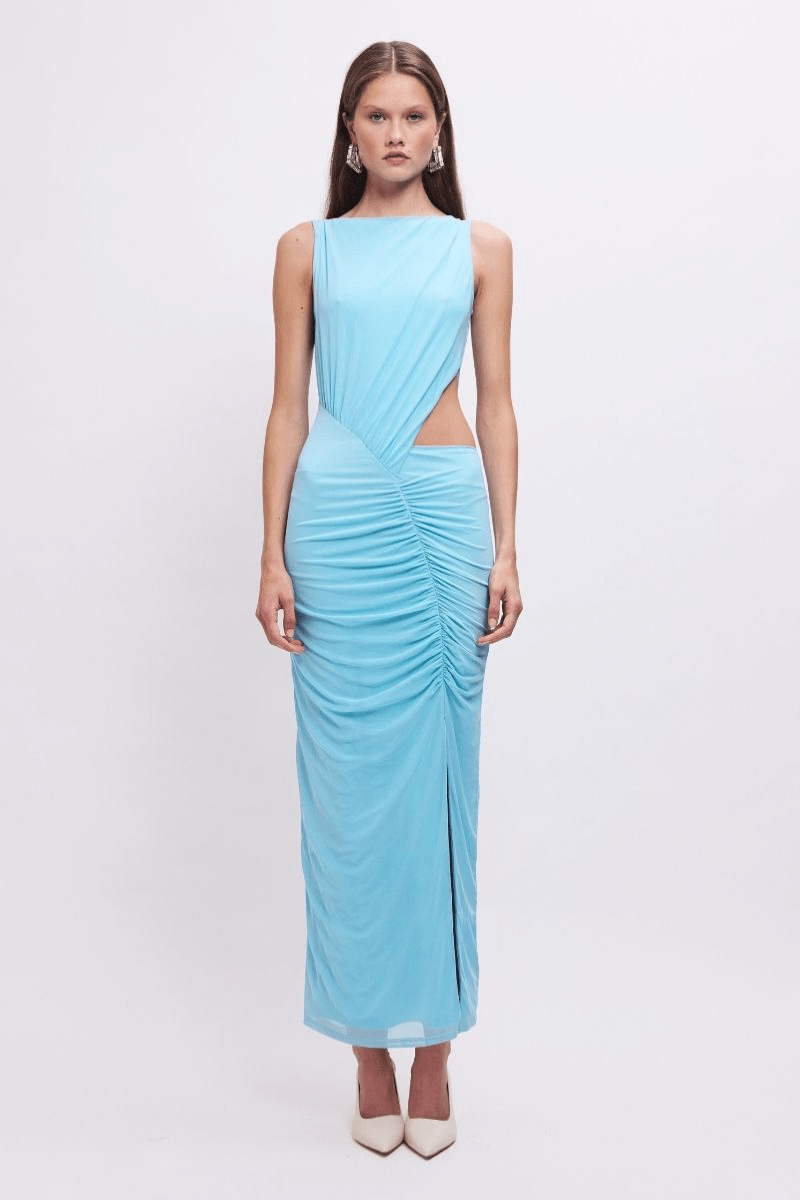 white christmas dresses Lime Ruched Cut Out Front Midi Bodycon Dress – AX Paris US main image 1