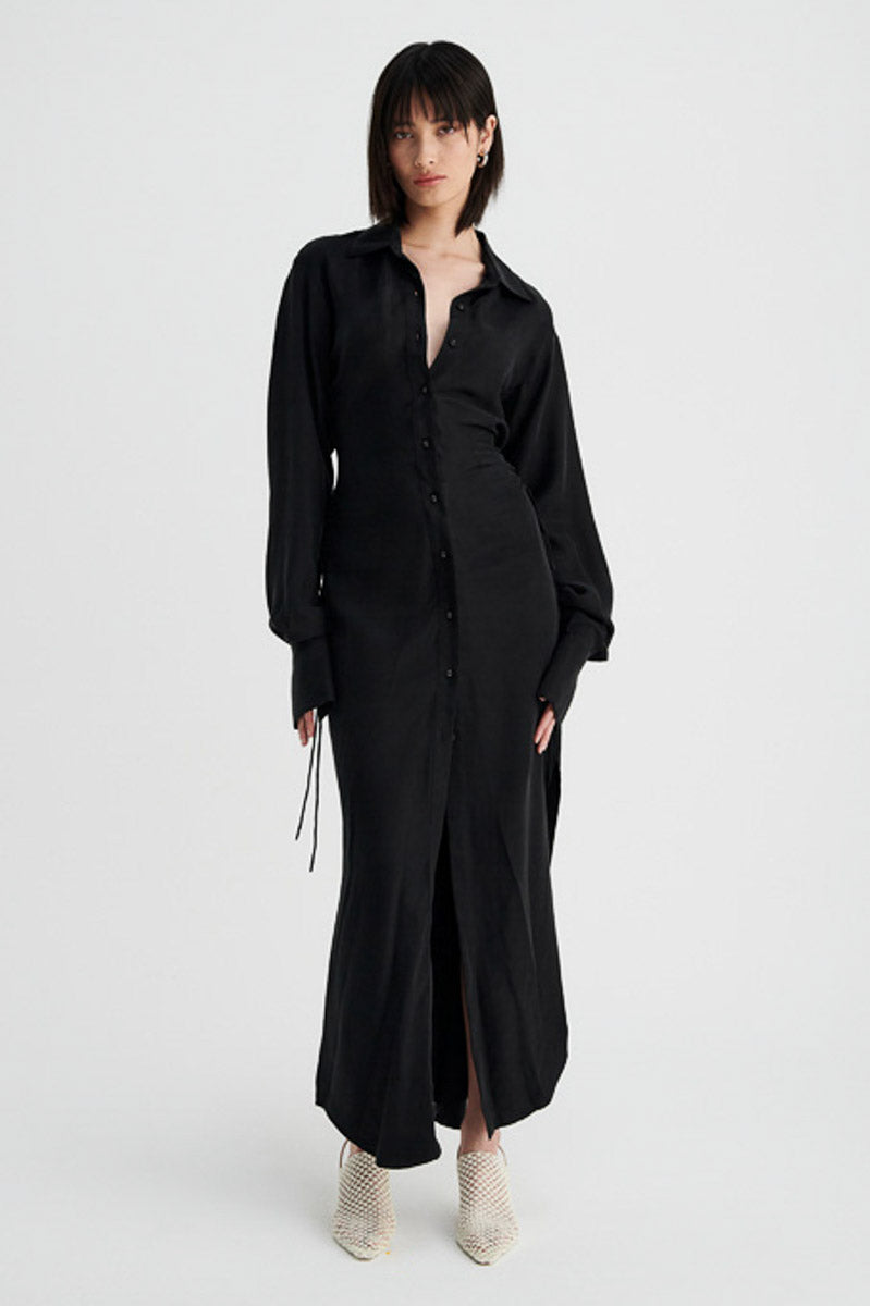 Halley Maxi Shirt Dress - Black Halley Maxi Shirt Dress - Black