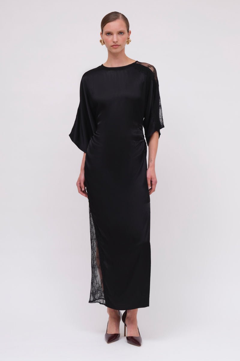 Satin Lace-Panel Maxi Dress main image 1