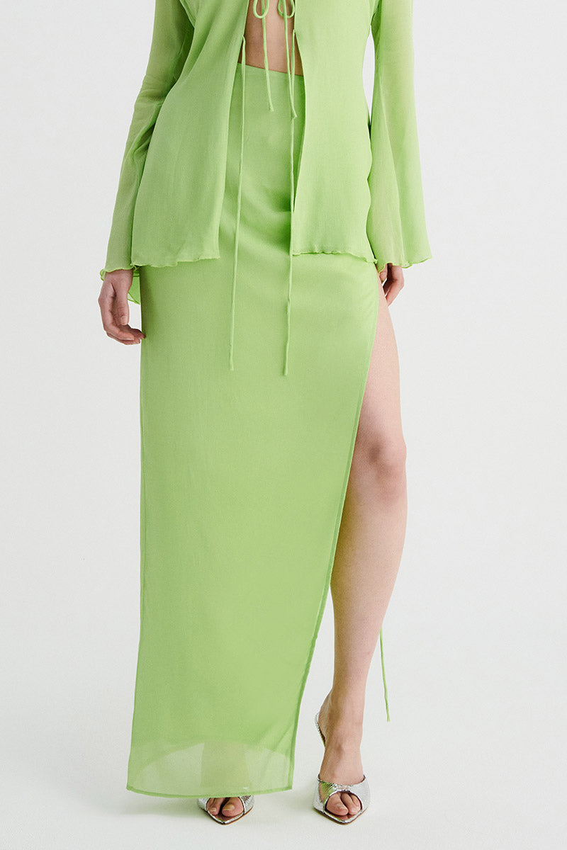 Tanya Rouched Skirt - Celery