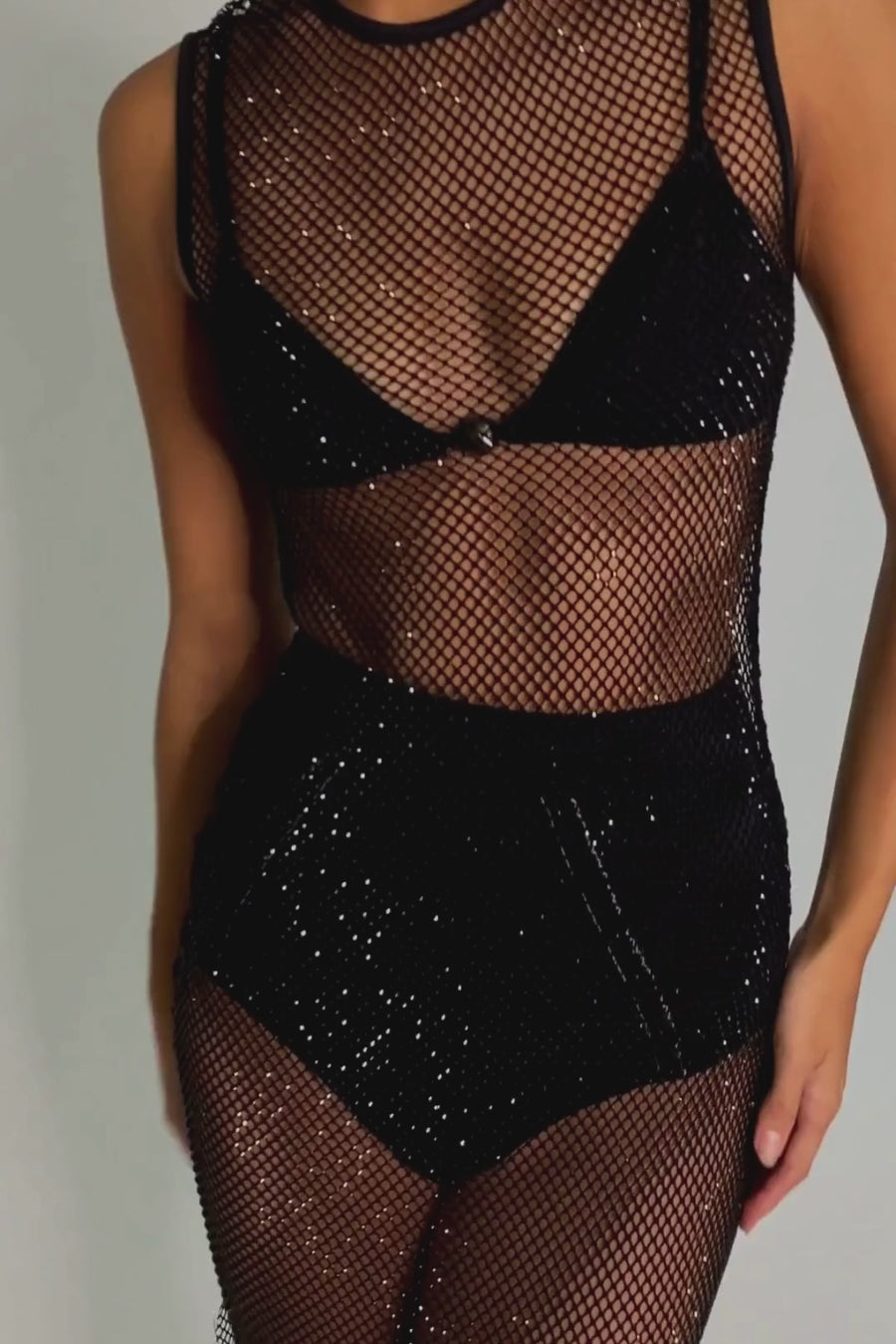 Dali Diamante Maxi Dress w Long Slip - Black