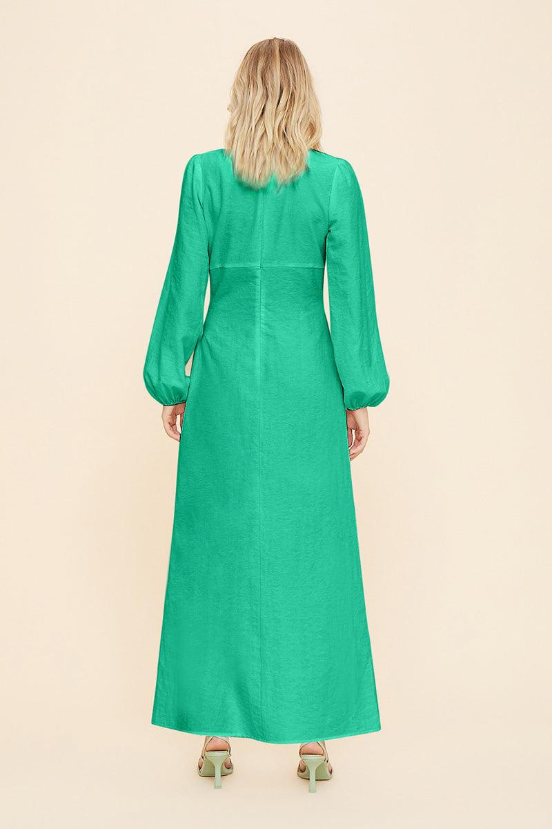 Elodie Long Sleeve Keyhole Front Maxi Dress - Green - SUBOO AU