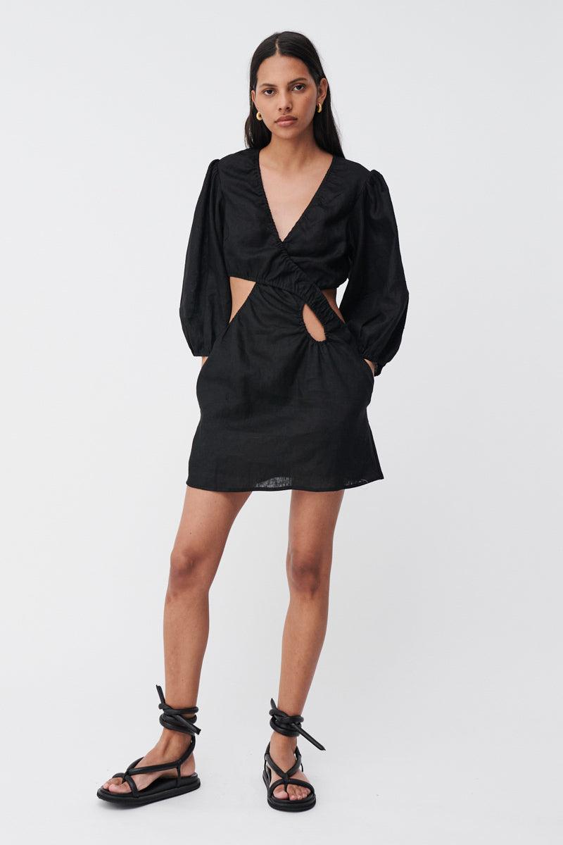 Roy Layered Cutout Mini Dress - Black - SUBOO AU