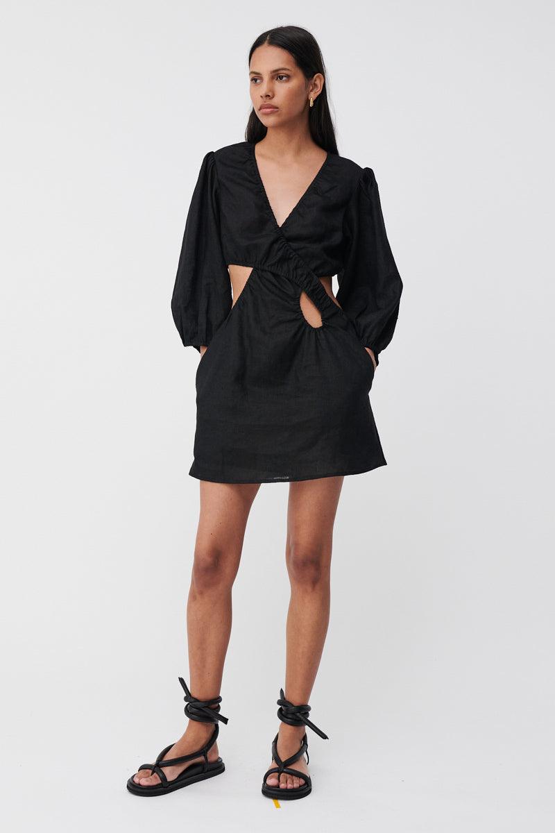 Roy Layered Cutout Mini Dress - Black - SUBOO AU
