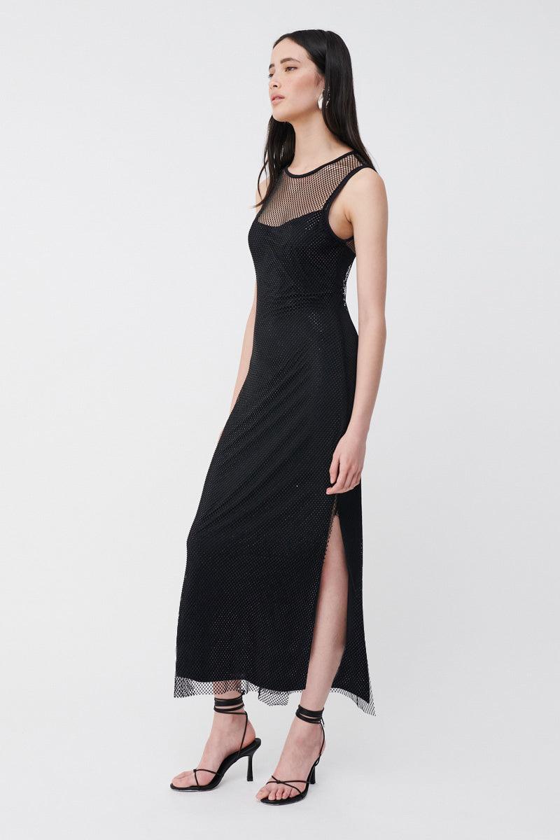 Dali Diamante Maxi Dress w Long Slip - Black - SUBOO AU