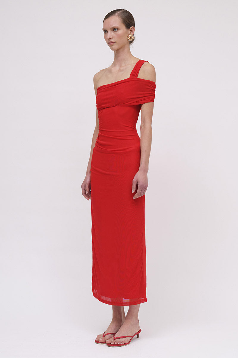 Christy Red Off Shoulder Maxi - Red