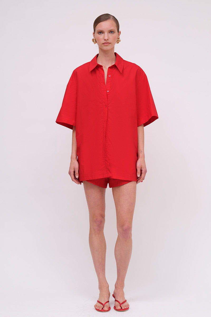 Naples Oversized Shirt - Red