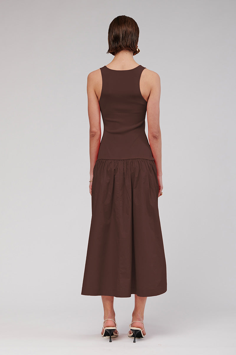 Naples Dropped Waist Maxi Dress - Chocolate