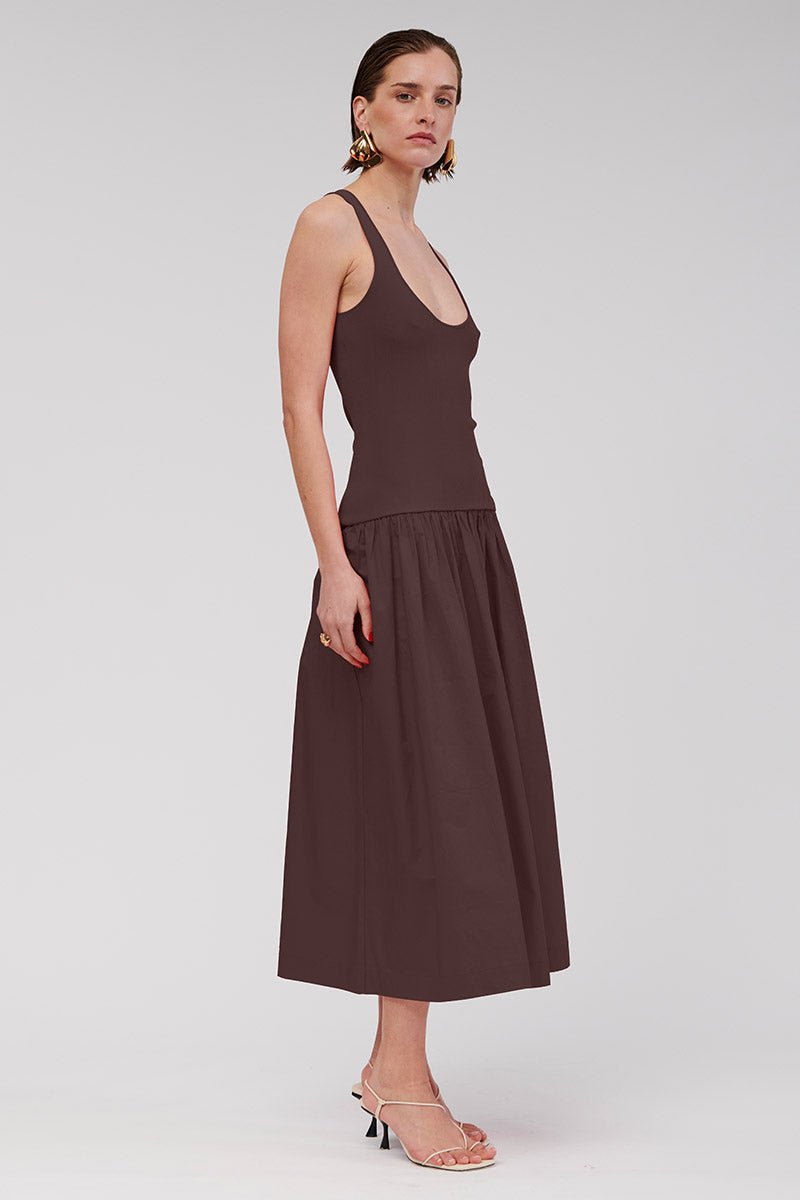Naples Drop Waist Maxi Dress in Chocolate | Suboo SUBOO AU Naples Drop Waist Maxi Dress in Chocolate | Suboo SUBOO AU