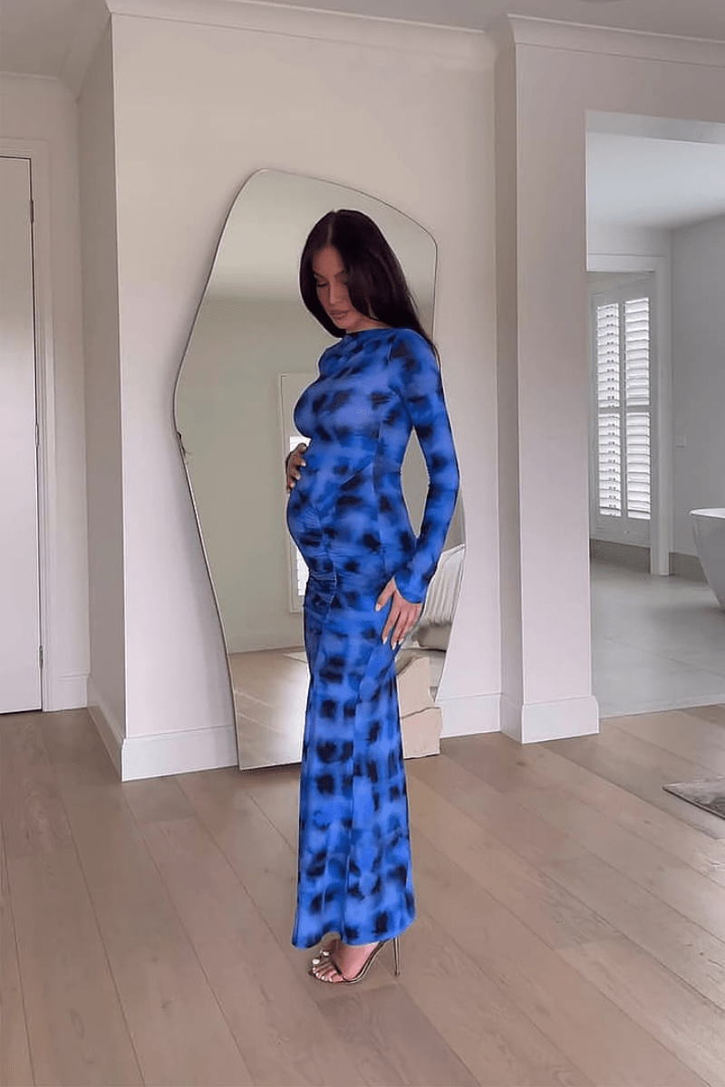 suboo shibori ruched dress Golden hour + Zoe in our Suboo Shibori Long Sleeve Ruched Maxi = perfection