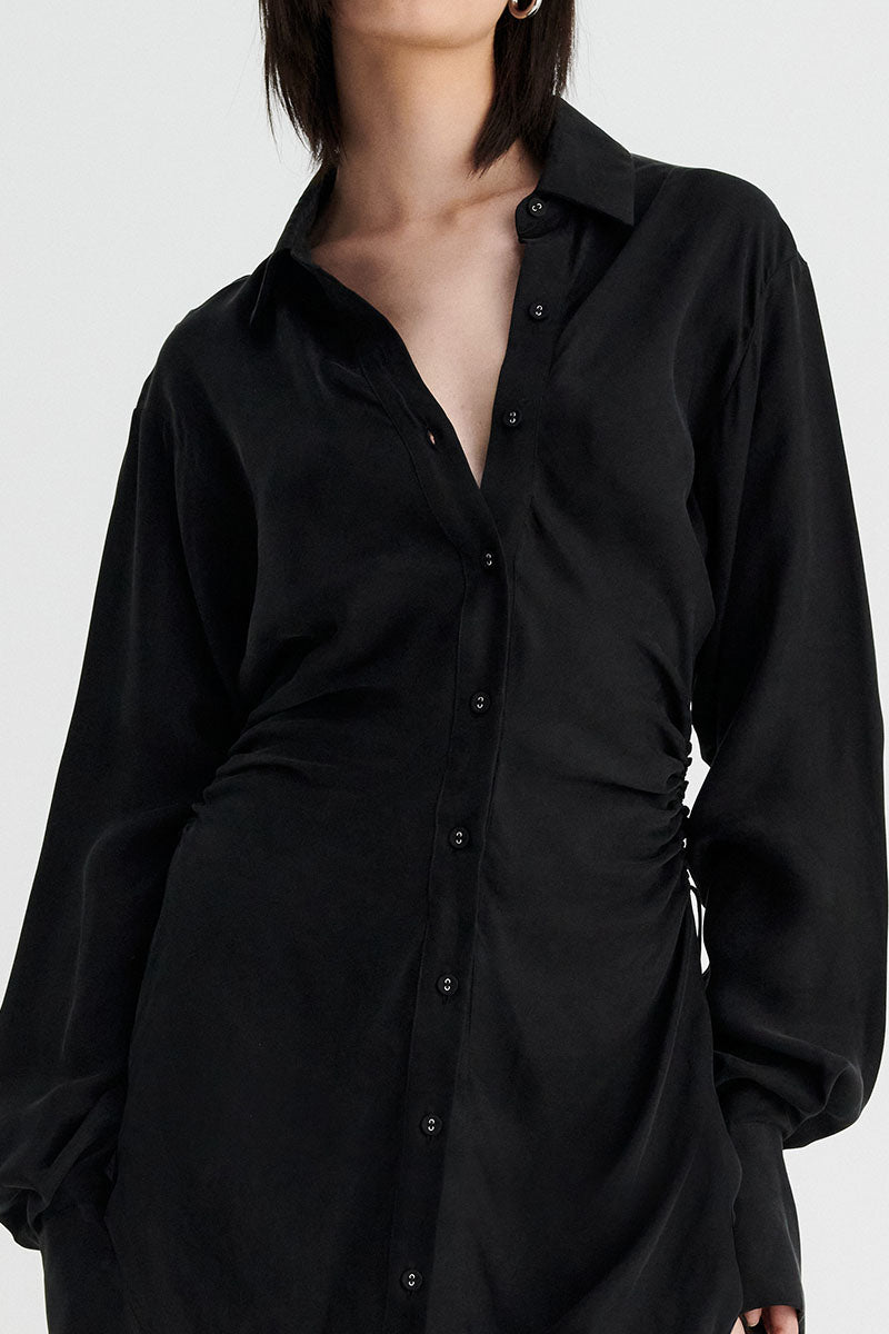 Halley Mini Shirt Dress - Black