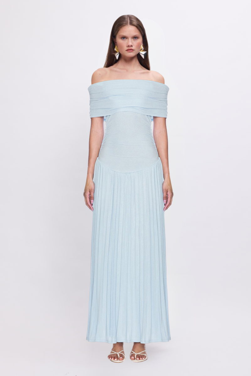 Christy Mesh Sheer Skirt Dress - Sky Blue