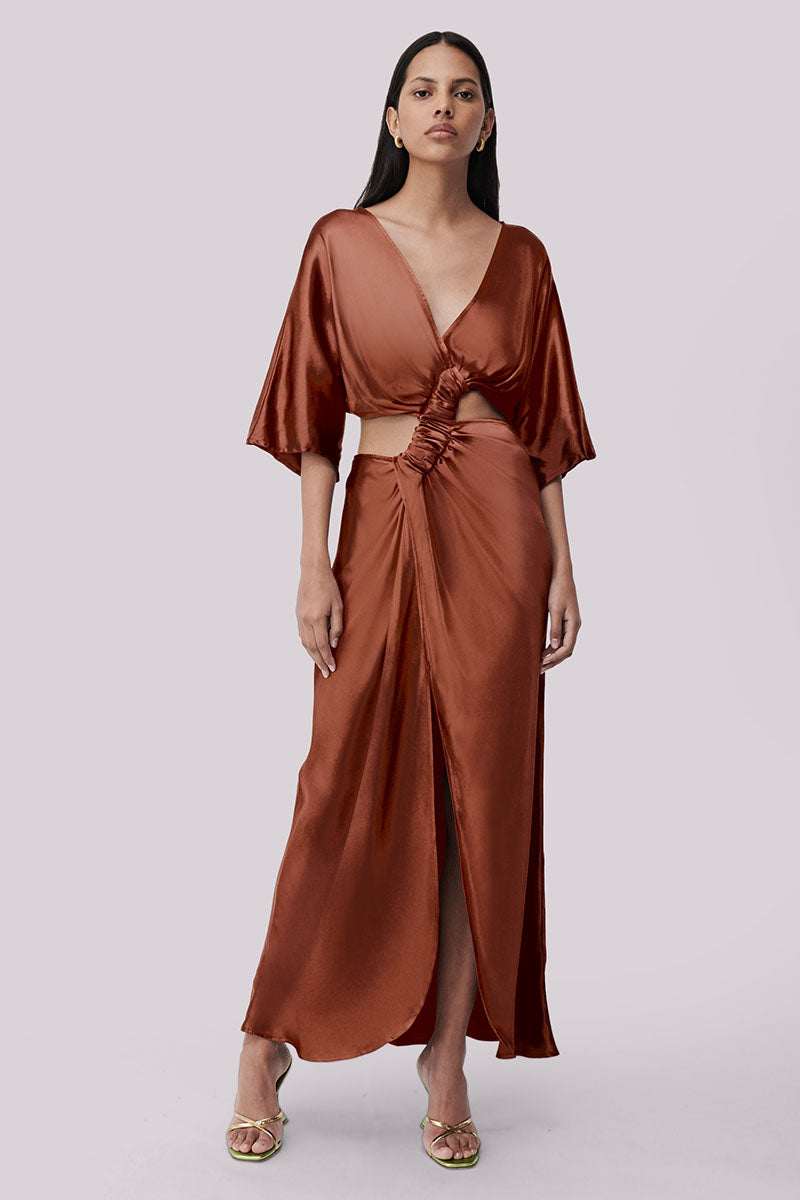 Tate Twist Wrap Front Maxi Dress - Copper