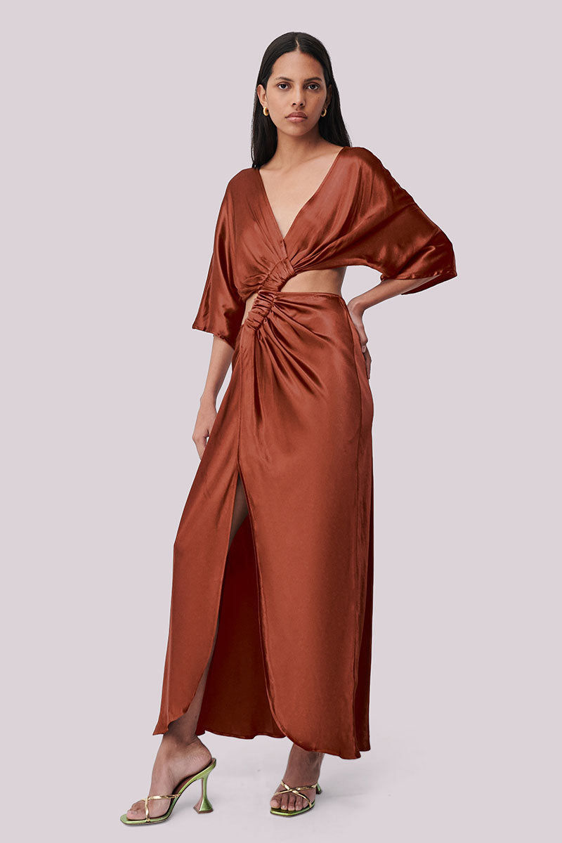 Tate Twist Wrap Front Maxi Dress - Copper