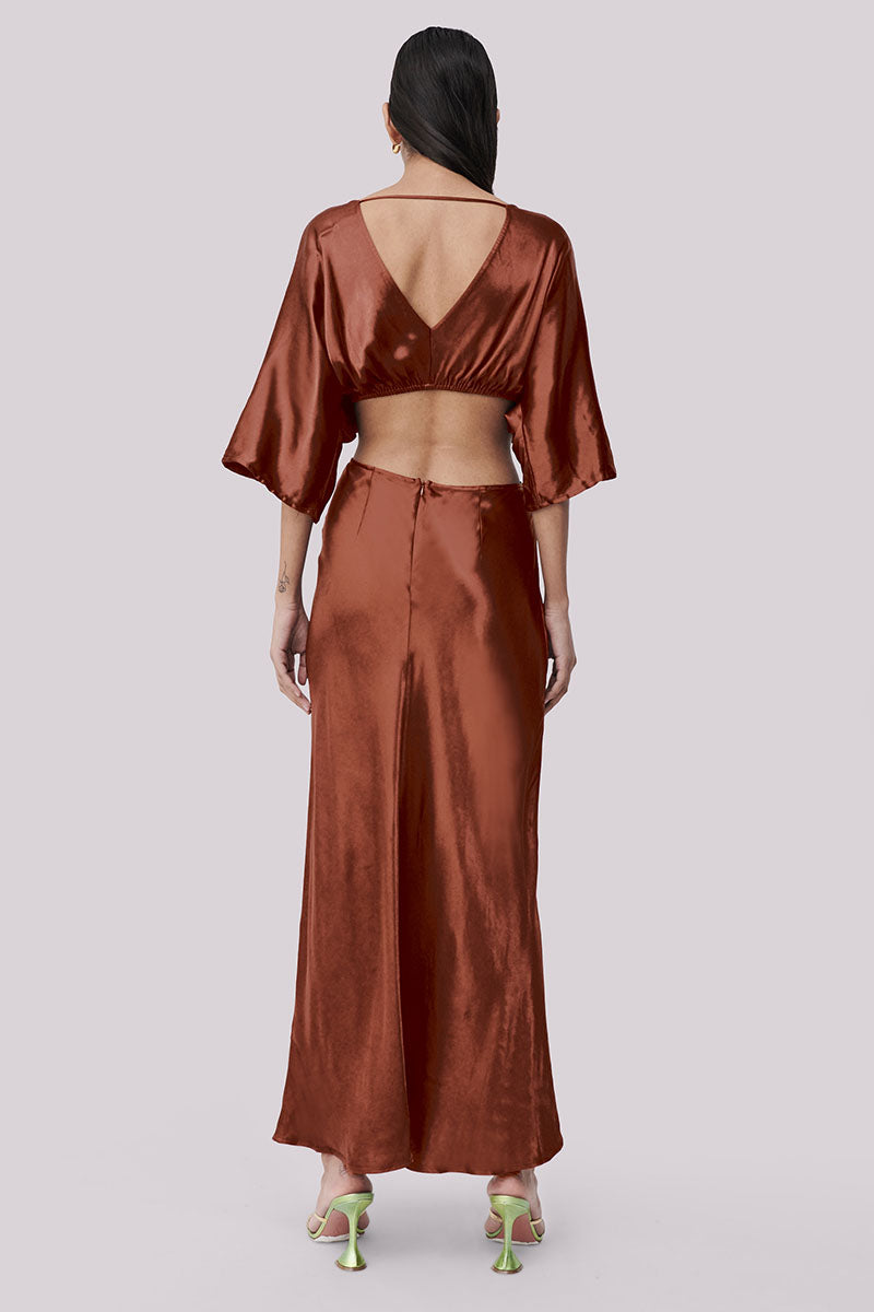 Tate Twist Wrap Front Maxi Dress - Copper