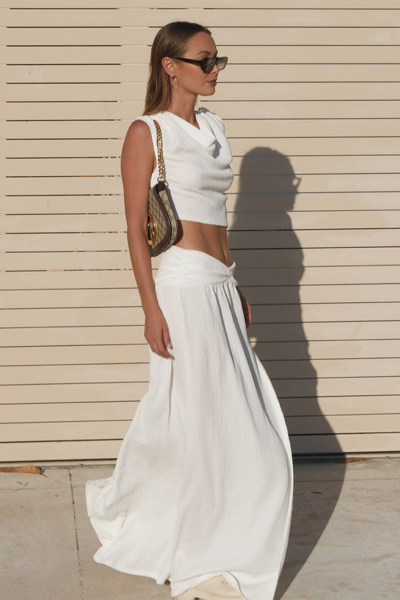 Jacqui Rouched Maxi Skirt - White