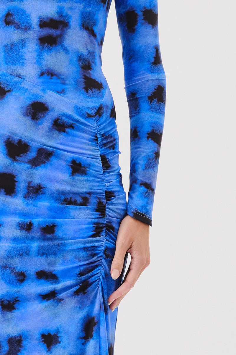 Shibori Maxi Dress Long Sleeve Ruched Occasion Dress Blue | Suboo SUBOO AU Shibori Maxi Dress Long Sleeve Ruched Occasion Dress Blue | Suboo SUBOO AU