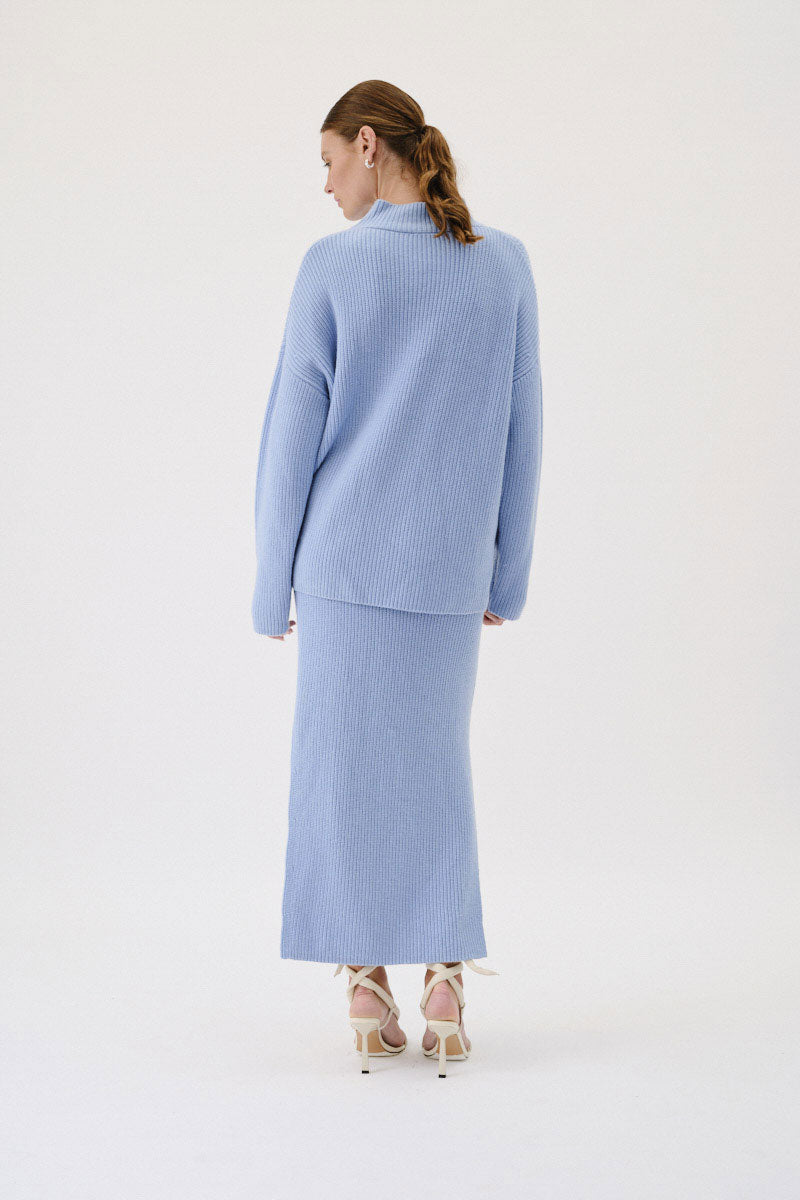 Isla Knit Maxi Skirt - Light Blue
