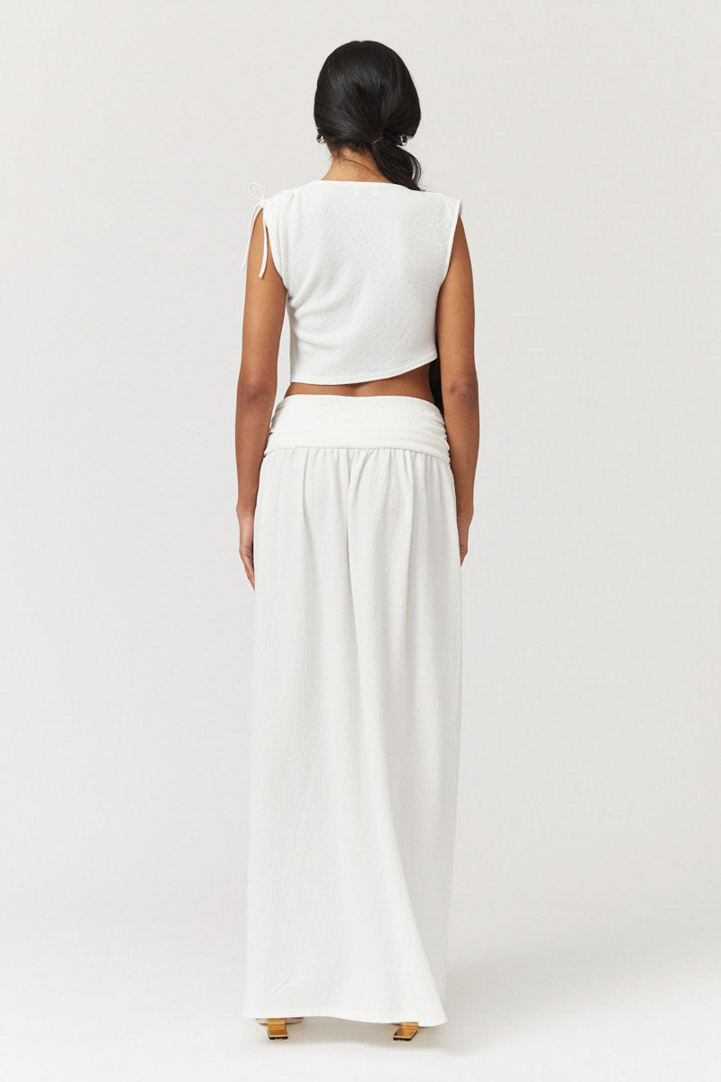 Jacqui Rouched Maxi Skirt - White