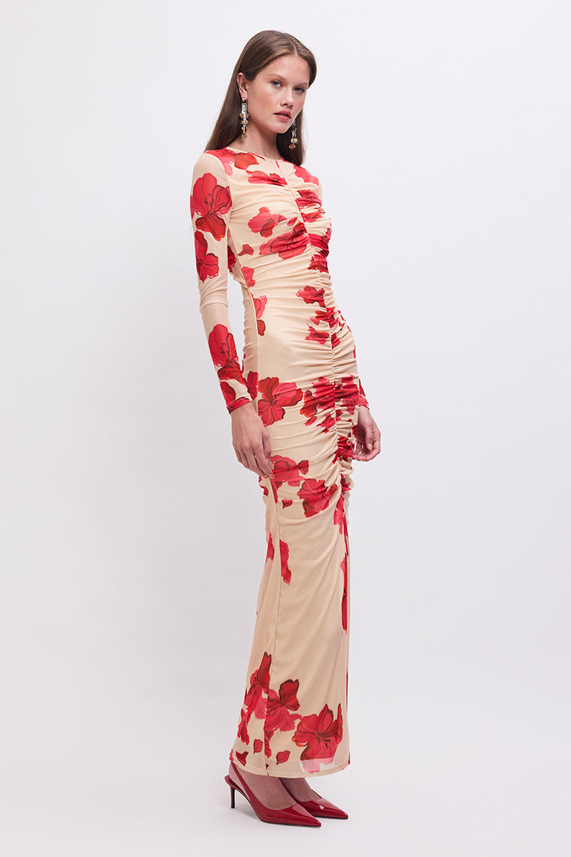 Suzie Floral Long-Sleeve Reversible Maxi Dress