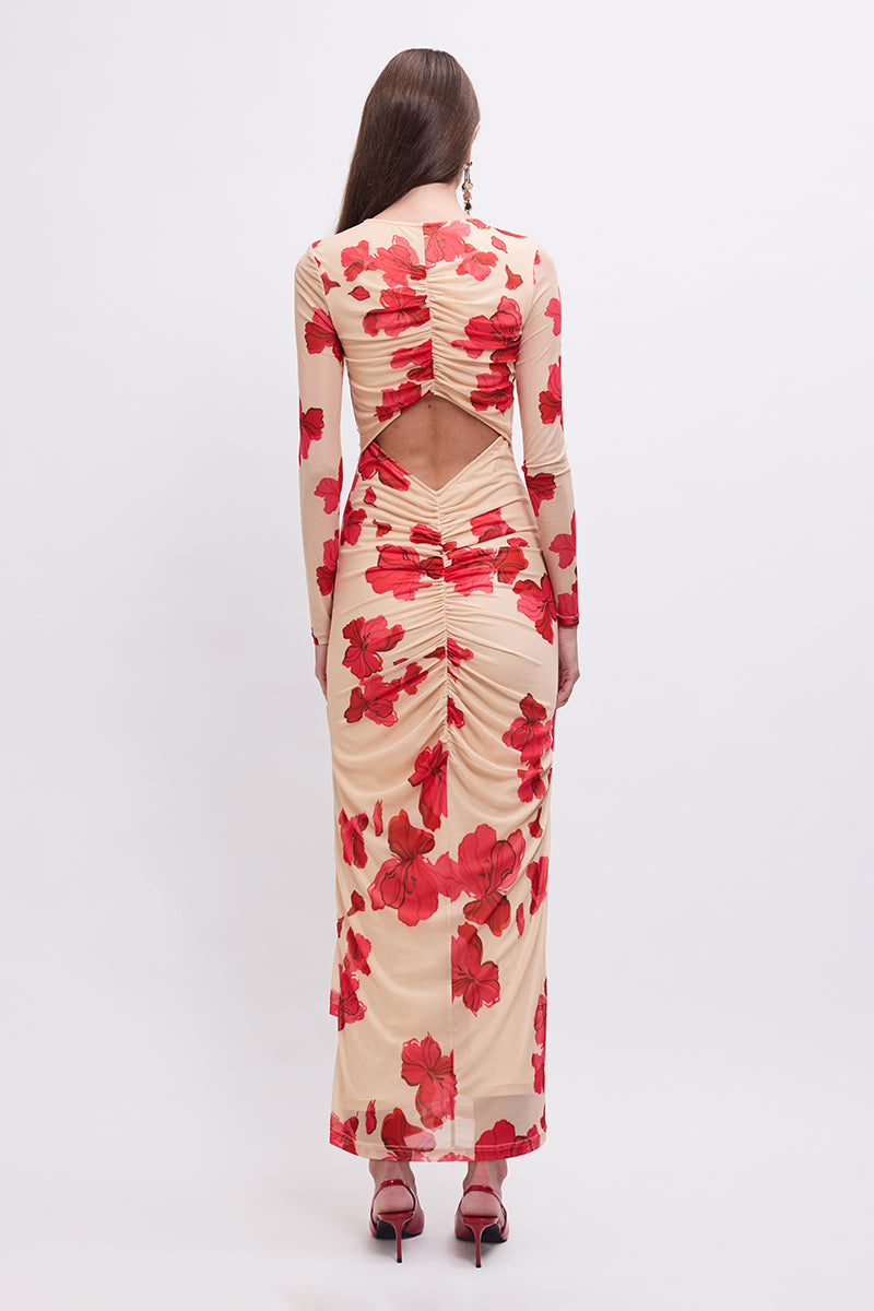 Suzie Floral Long-Sleeve Reversible Maxi Dress