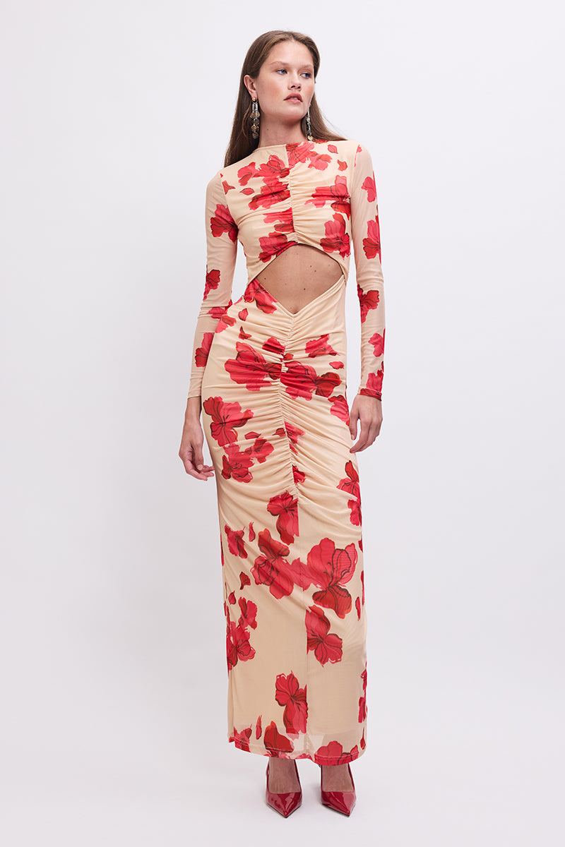 Suzie Floral Long-Sleeve Reversible Maxi Dress