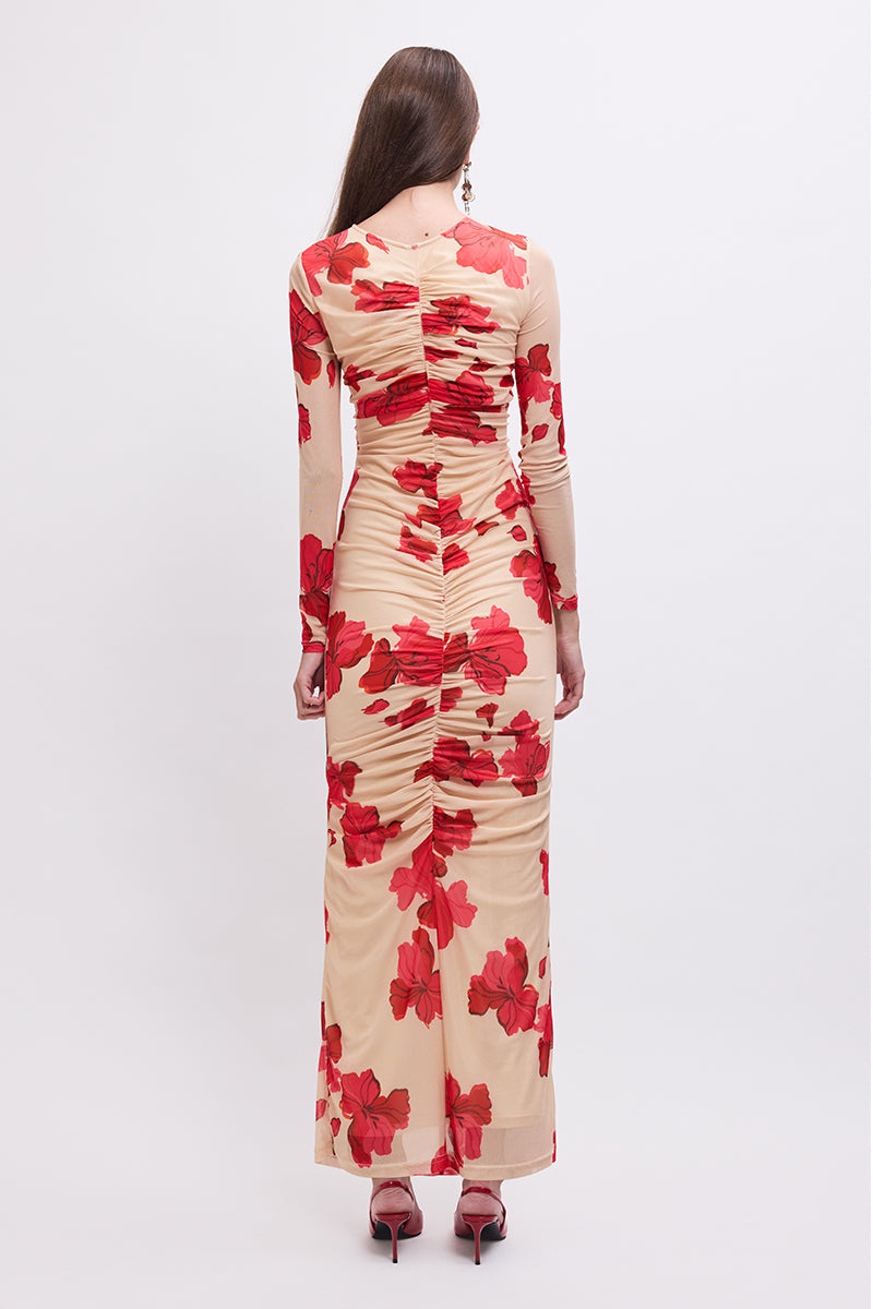 Suzie Floral Long-Sleeve Reversible Maxi Dress