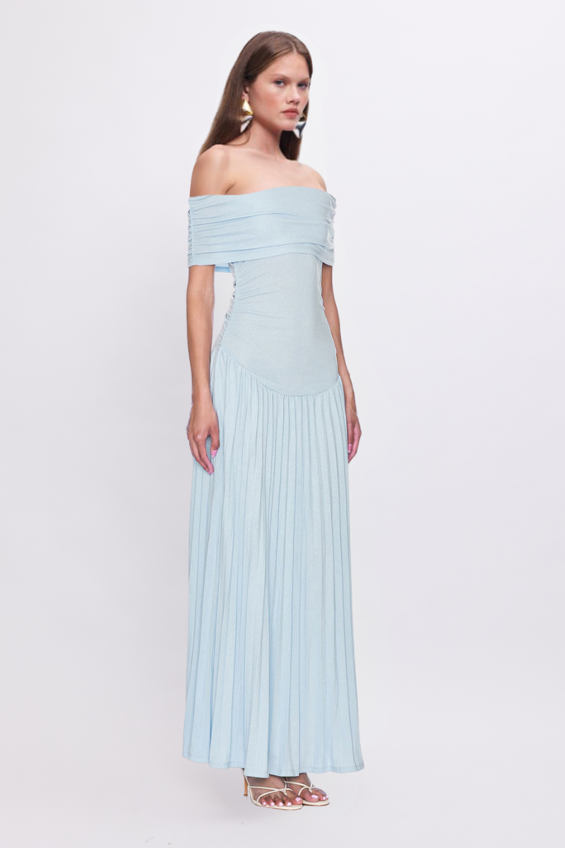 Christy Mesh Sheer Skirt Dress - Sky Blue