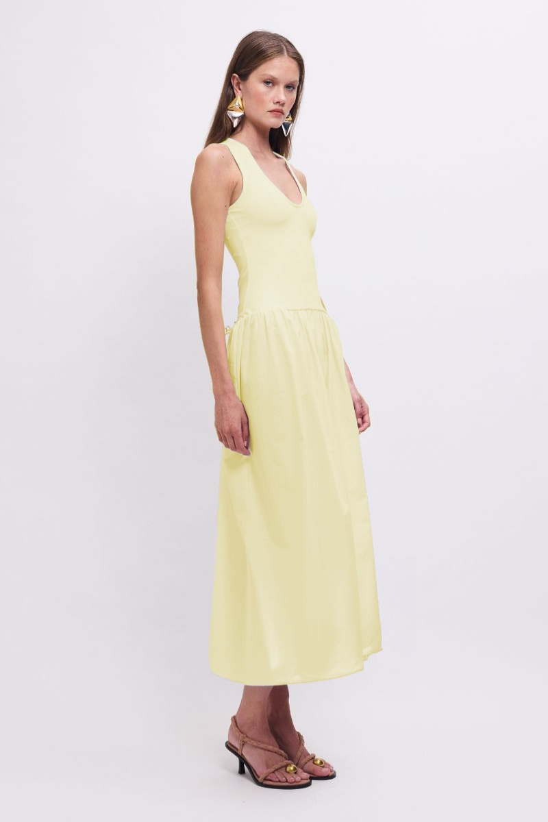 Naples Drop Waist Midi Dress - Butter