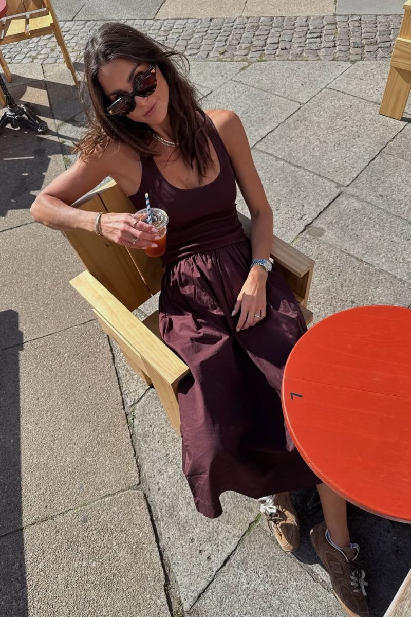 Naples Dropped Waist Maxi Dress - Chocolate