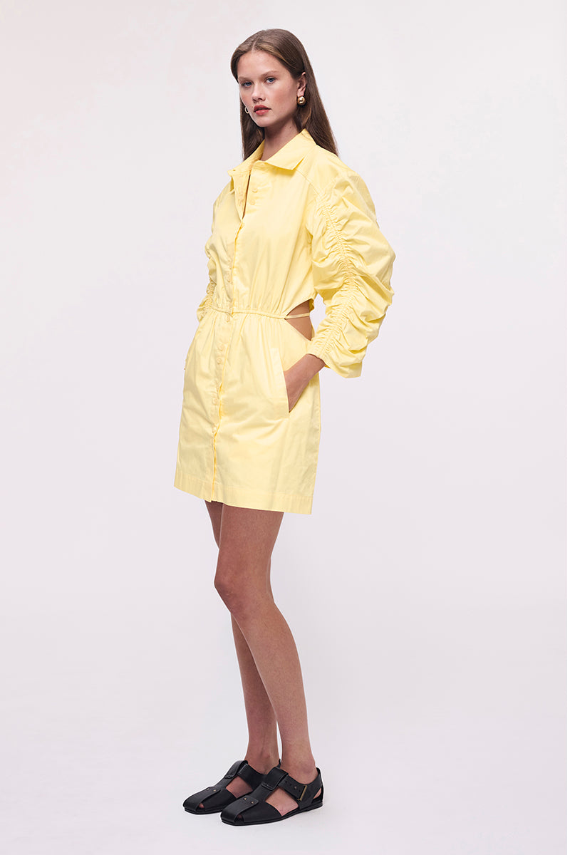 Robin Cut-Out Mini Shirt Dress - Butter