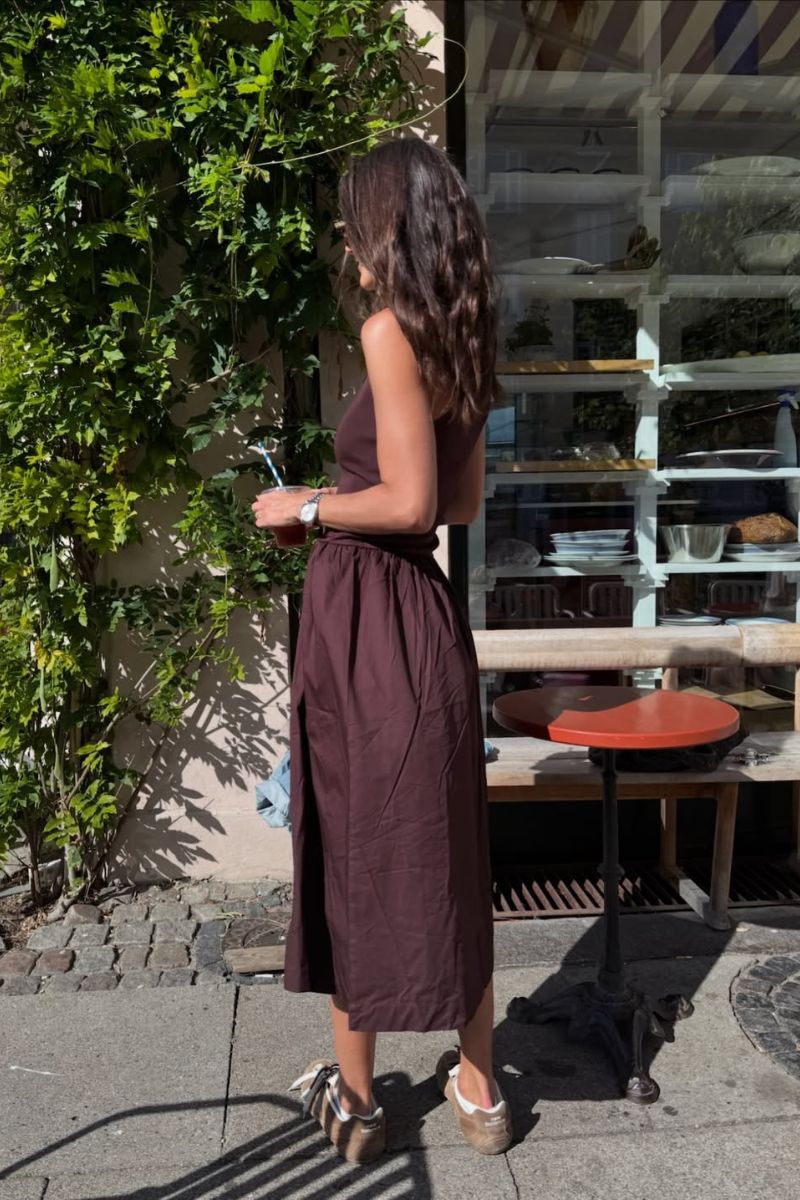 Naples Dropped Waist Maxi Dress - Chocolate