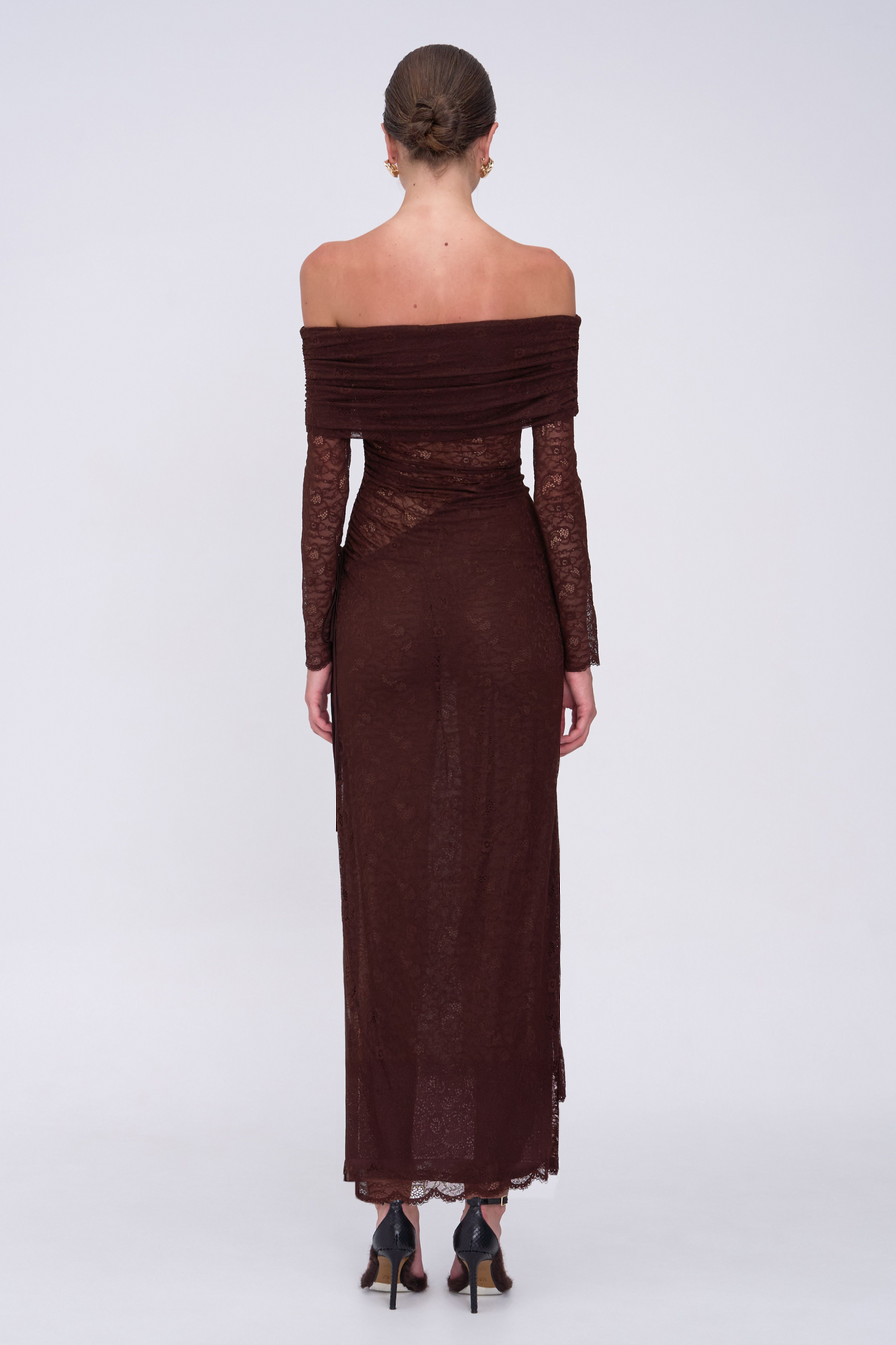 Paris Off Shoulder Ruched Side Maxi Dress