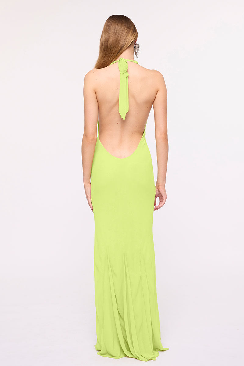 Audrey Cowl Maxi Dress-Chartreuse