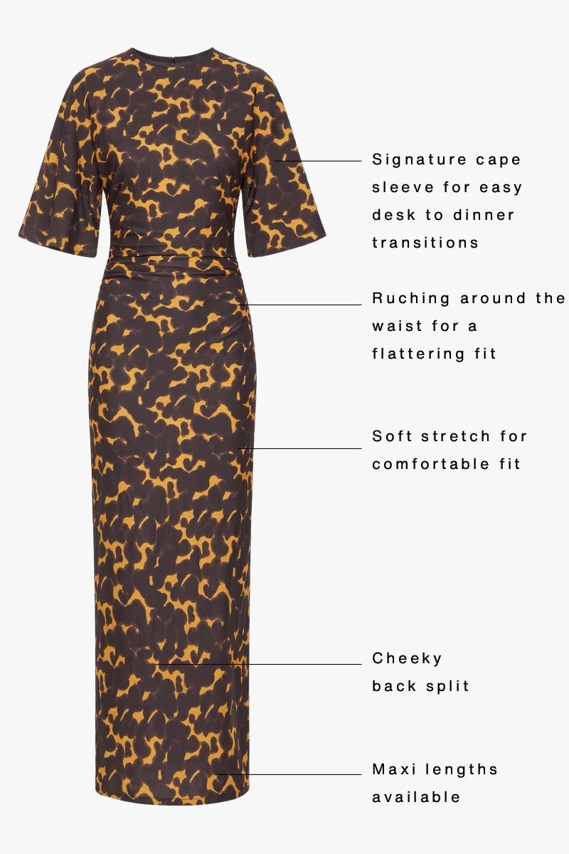 suboo ivy maxi dress Ivy Cape Sleeve Maxi Dress in Tortoiseshell