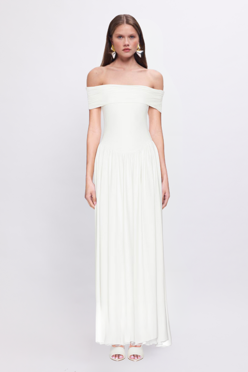 Christy Mesh Sheer Skirt Dress - White