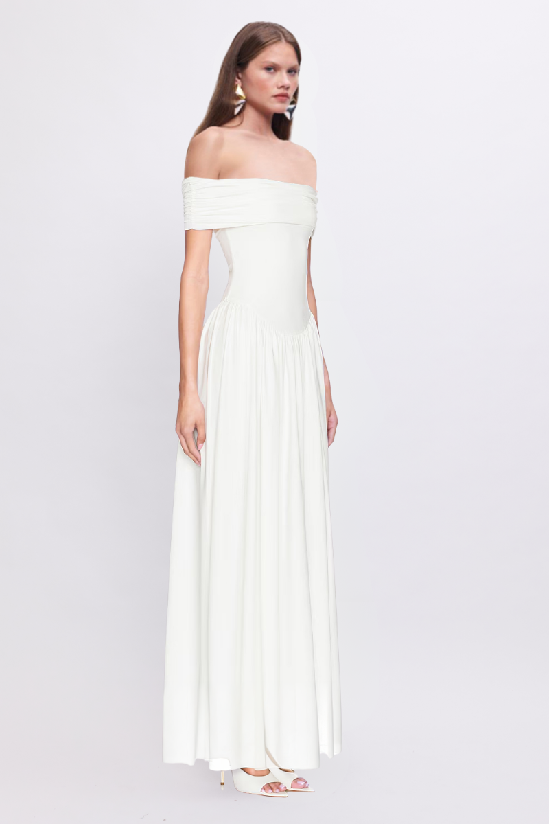 Christy Mesh Sheer Skirt Dress - White
