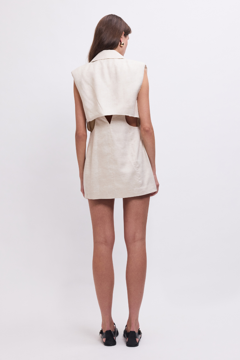 Nicole Sleeveless Blazer - Ecru