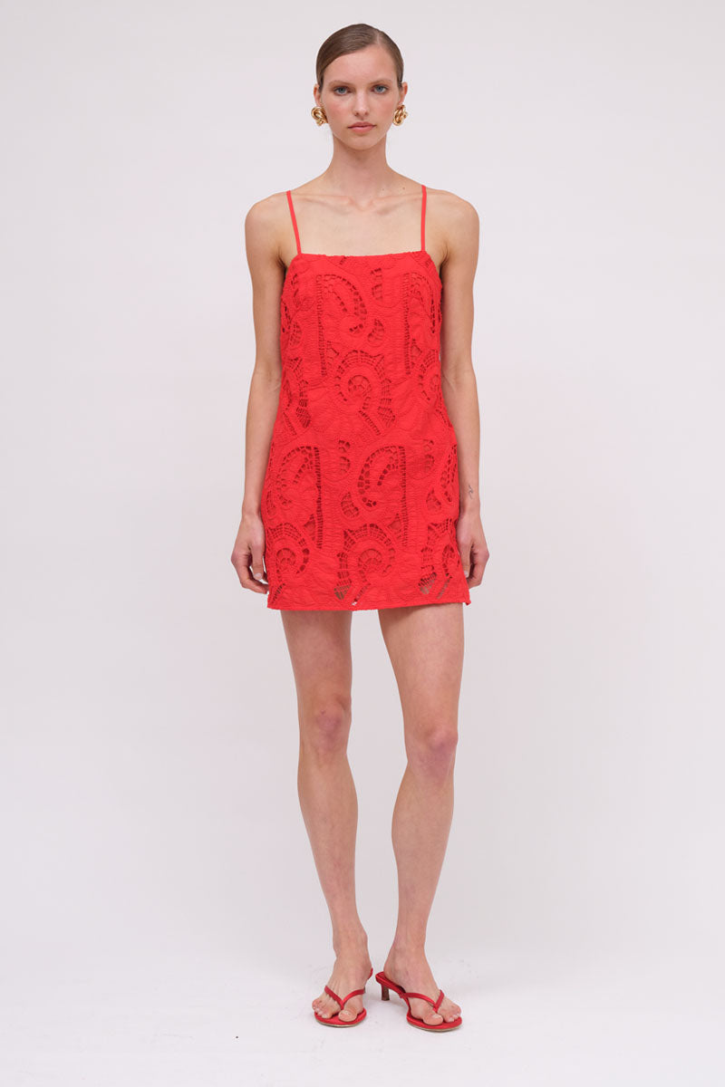 Florence Broderie Tunic Dress - Red