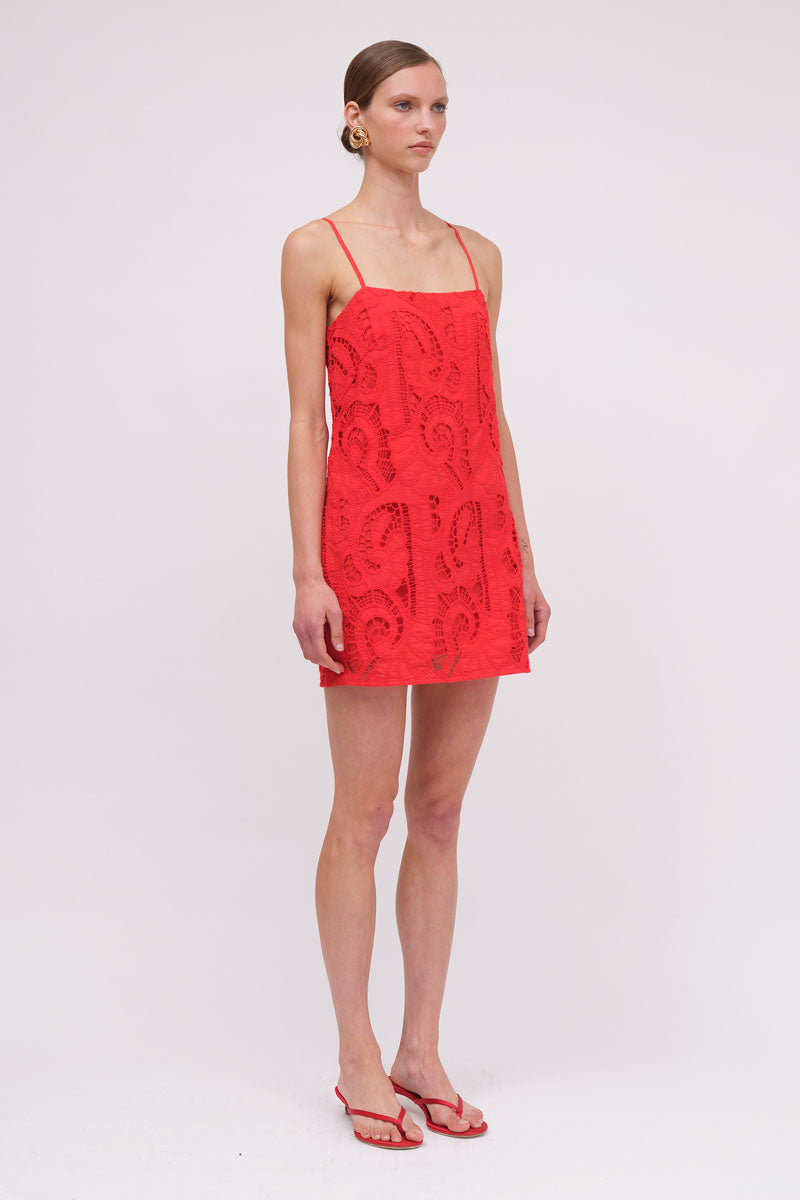 Florence Broderie Tunic Dress - Red