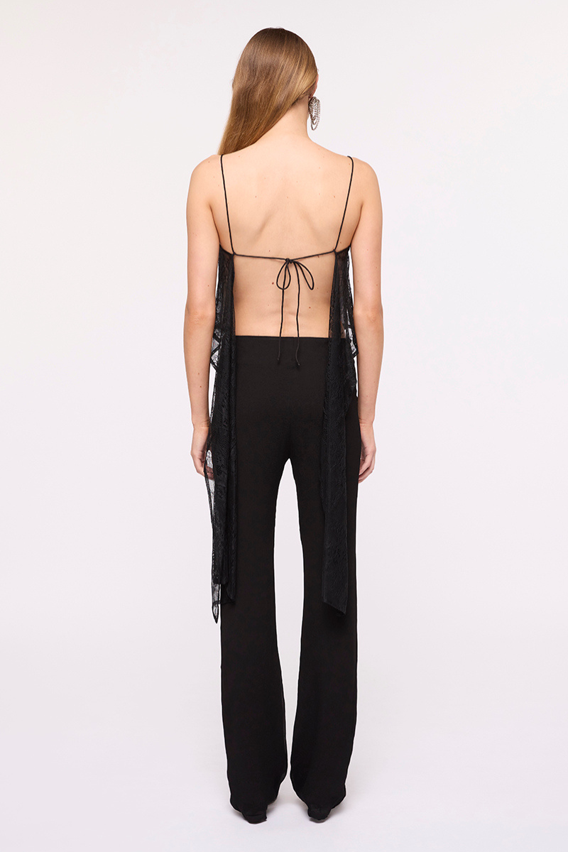 Georgie Lace Waterfall Top – Black