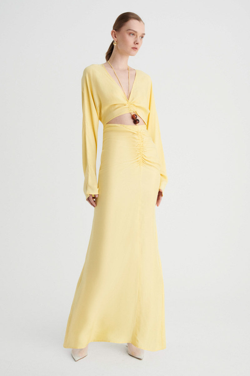 Halley Rushed Maxi Dress - Butter