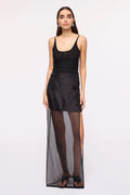 Jade Organza Maxi Skirt-Black
