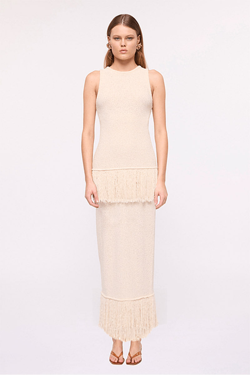 Malta Fringe Knit Top-Natural