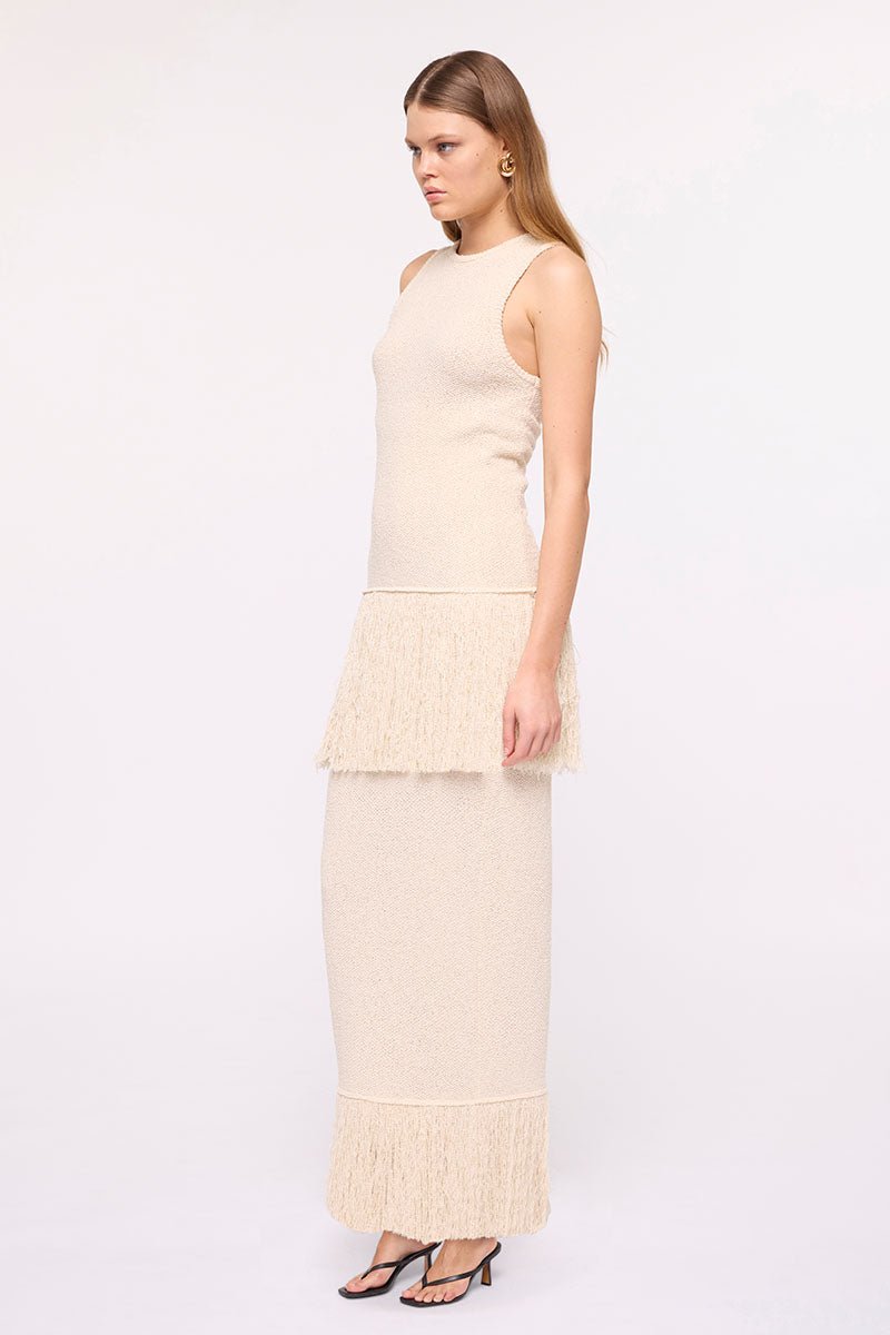 Malta Fringe Knit Maxi Skirt - Natural - Skirt - SUBOO AU