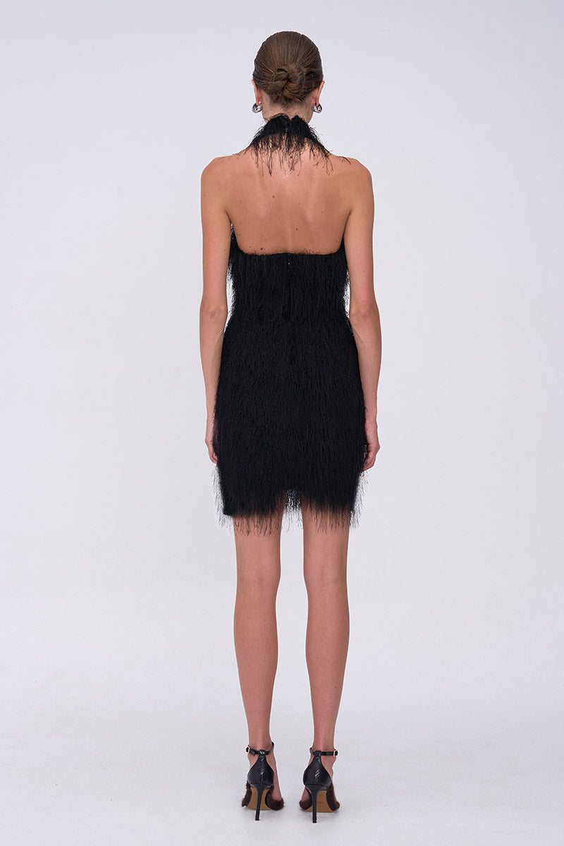 Mila Fringe Halter Neck Mini Dress